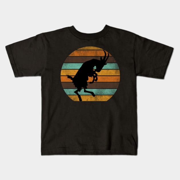 Billy Goat Silhouette Retro Sunset Kids T-Shirt by GypsyBluegrassDesigns